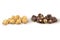 Chocolate Covered and Caramel Popcorn Isolated with Clipping Pat