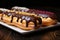 Chocolate covered ecstasy Eclairs with irresistible chocolate toppings