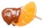 Chocolate covered tangerine close up isolated