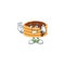 Chocolate cream pancake mascot cartoon design make a call gesture
