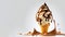 Chocolate creamy ice cream in a waffle cup, banner, Generative AI 2