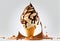 Chocolate creamy ice cream in a waffle cup, Generative AI 2