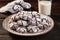 chocolate crinkle cookies on a ceramic plate