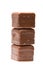 Chocolate cube tower angled view
