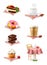Chocolate, cupcake, cake, cup of coffee and donut,