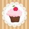 Chocolate cupcake with cherry on cute napkin