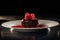 Chocolate cupcake dessert with tart raspberry sauce