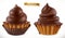 Chocolate cupcake, fairy cake. 3d vector icon