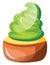 Chocolate cupcake with green whipped creamillustration vector