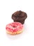 Chocolate Cupcake and a pink Donut