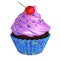 Chocolate cupcake with pink frosting cherry and sprinkles
