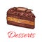 Chocolate cupcake sketch icon. Patisserie emblem