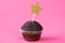 Chocolate cupcake with a star