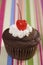 Chocolate Cupcake with Vanilla Icing and Cherry