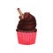 Chocolate cupcake with waffle stick cartoon vector Illustration