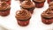 Chocolate cupcakes with chocolate buttercream frosting close up