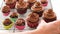 Chocolate cupcakes with chocolate buttercream frosting close up