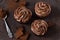 Chocolate cupcakes with peanut paste