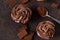Chocolate cupcakes with peanut paste