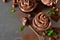 Chocolate cupcakes with peanut paste the grunge background