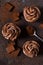 Chocolate cupcakes with peanut paste the old background