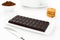 Chocolate dark tablet, cocoa, cookies white table