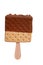 Chocolate dipped ice cream sandwich on a popsicle stick