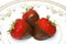 Chocolate Dipped Strawberries on Plate