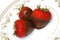 Chocolate Dipped Strawberries on Plate Closeup
