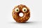Chocolate Donut with eyes on white background. Generative AI