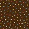 Chocolate donut glaze with sprinkles. Colorful seamless pattern.