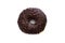 Chocolate donut isolated on white background, top view. Appetizing donut