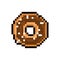 Chocolate donut pixel art. pixelated Sweetness. 8 bit vector illustration