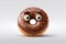 Chocolate doughnut with eyes on white background. Generative AI