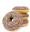 Chocolate doughnuts with coloured sprinkles