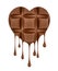 Chocolate dripping from chocolate bar in the shape of heart