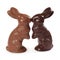 Chocolate Easter bunnies kissing