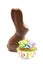 Chocolate Easter Bunny and Cupcakes on a White Background