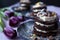 Chocolate Easter Cakes with Mascarpone Frosting and Purple Tuips