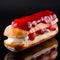 Chocolate eclairs with berries