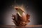 Chocolate egg explosion against dark background, ai generative