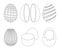 Chocolate egg isolated outline set icon. Outline set icon chocolate shell. Vector illustration egg surprise on white