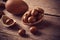 Chocolate Eggs Over Wooden Background