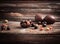 Chocolate Eggs Over Wooden Background