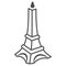 Chocolate Eiffel Tower thin line icon, Chocolate festival concept, Chocolate monument sign on white background, sweet