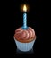 Chocolate fairy cake cupcake with birthday candle