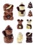 Chocolate figure Christmas tree,bear, snowman, on isolated