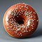 Chocolate-filled glazed donut with sprinkles, delicious baked round dessert, box of donuts, generative ai