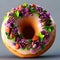 Chocolate-filled glazed donut with sprinkles, delicious baked round dessert, box of donuts, generative ai