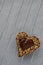 Chocolate fingerprint cookie in shape of heart for Valentine\'s d